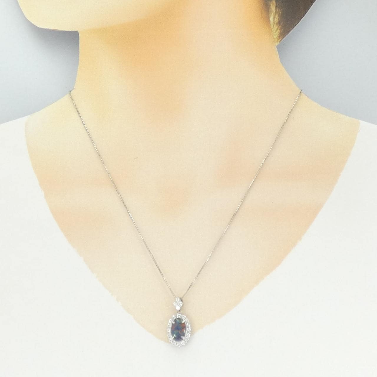 PT900/PT850 ブラックオパール ネックレス 1.35CT