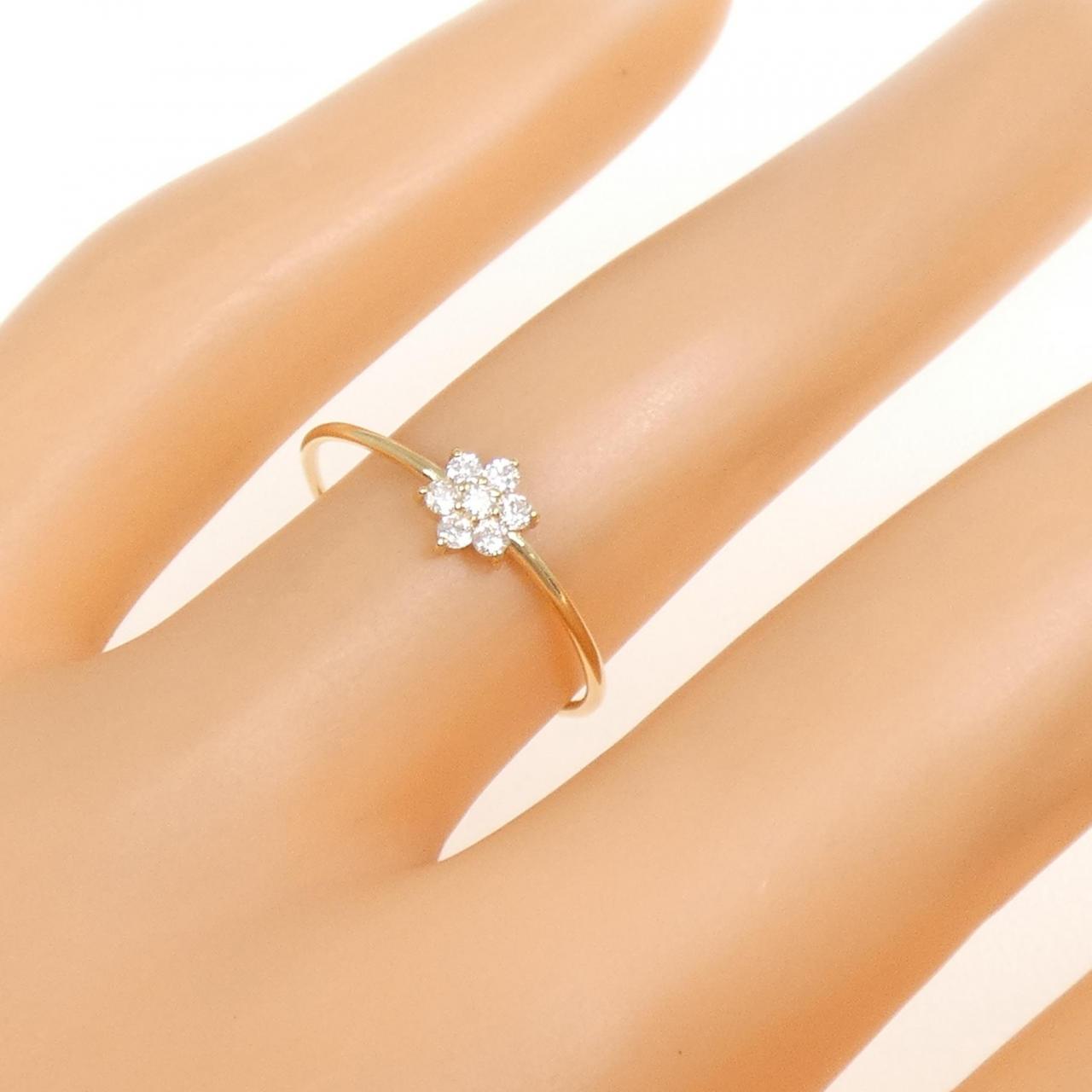【リメイク】K18YG フラワー ダイヤモンド リング 0.10CT