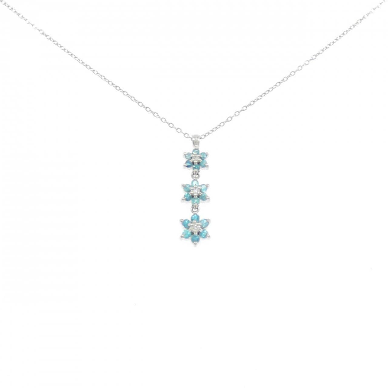 PT900/PT850 フラワー トルマリン ネックレス 0.19CT