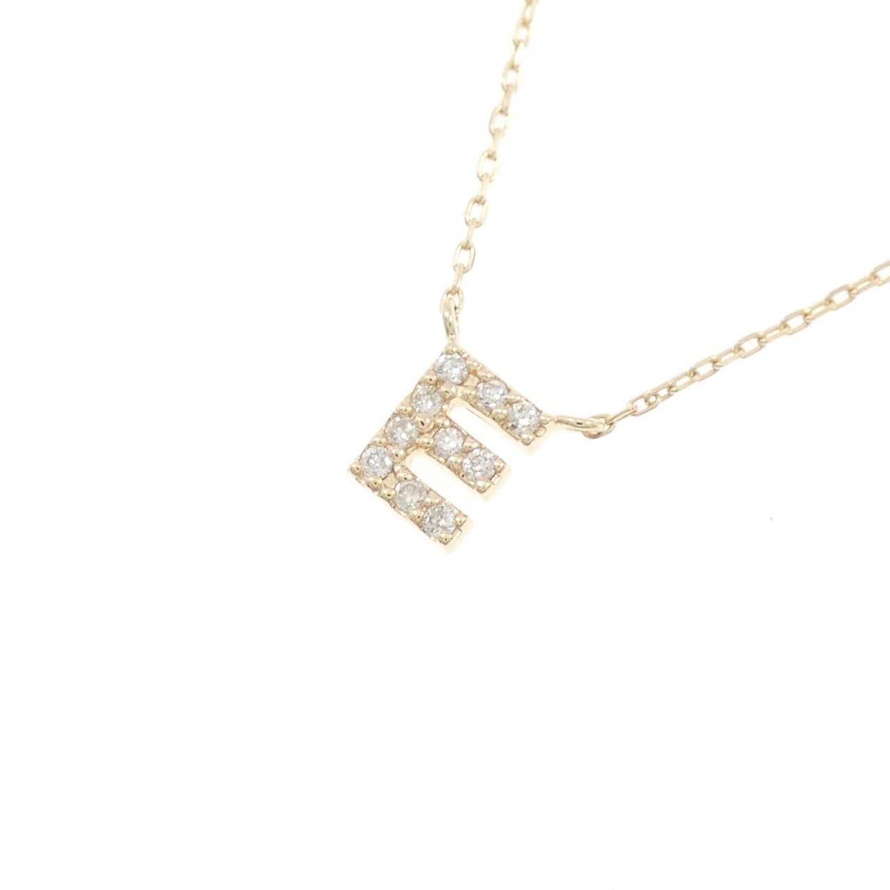 K10YG イニシャルE ダイヤモンド ネックレス 0.04CT