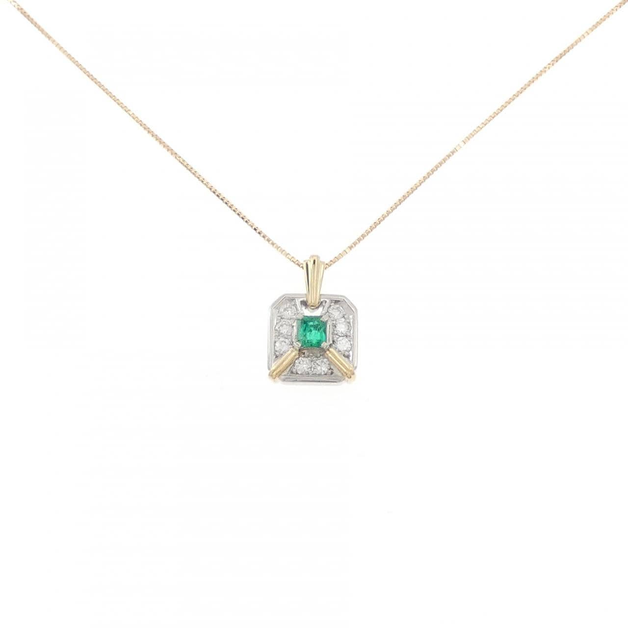 PT900/K18YG エメラルド ネックレス 0.25CT