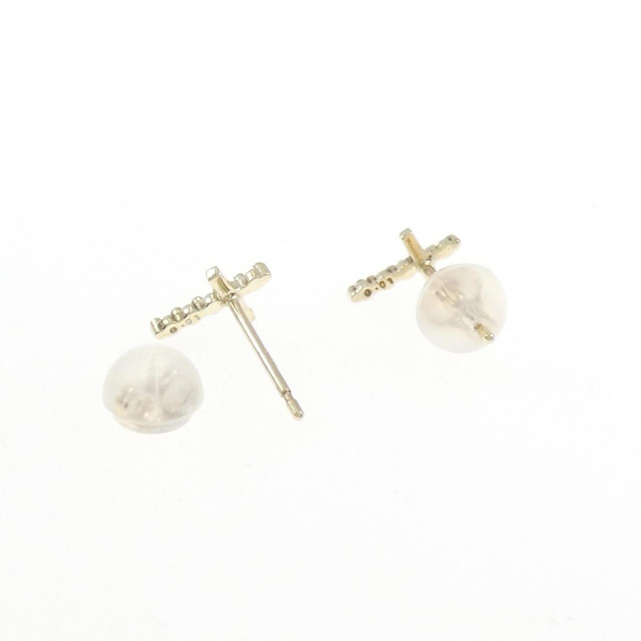 【新品】K10YG クロス ダイヤモンド ピアス 0.02CT