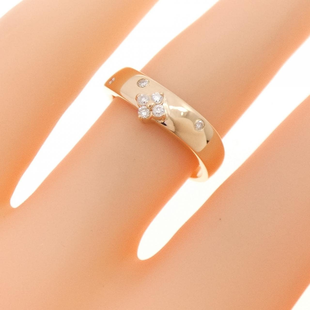 K18PG フラワー ダイヤモンド リング