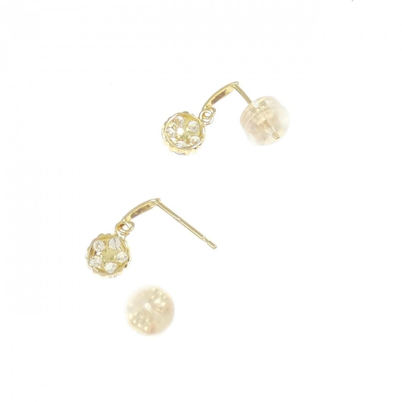 K18YG Flower Diamond Earrings 0.32CT