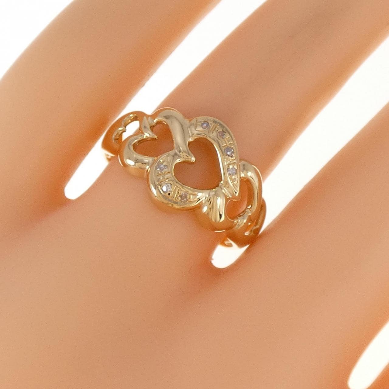 K18YG heart Diamond ring 0.04CT