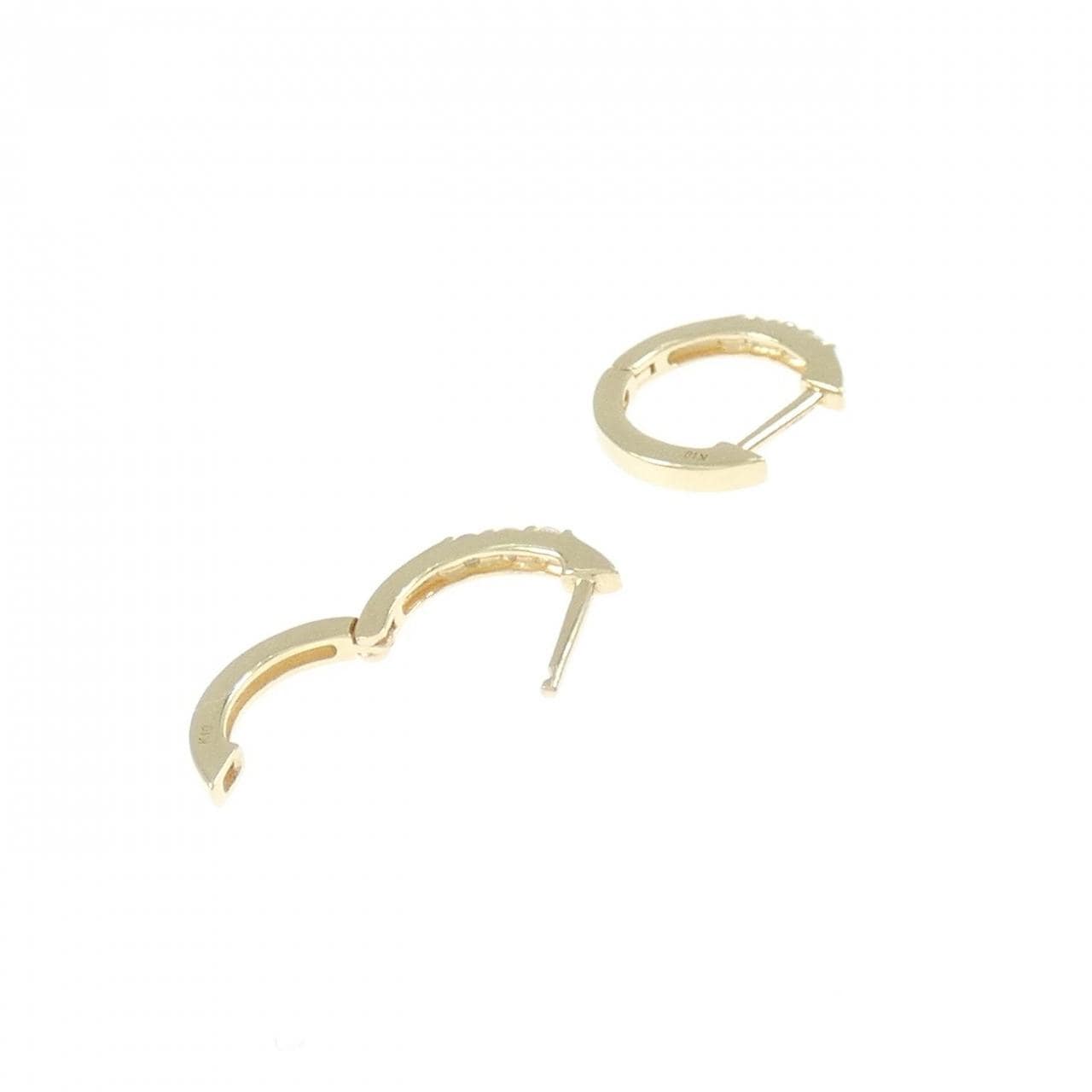 K10YG ダイヤモンド フープ ピアス 0.10CT