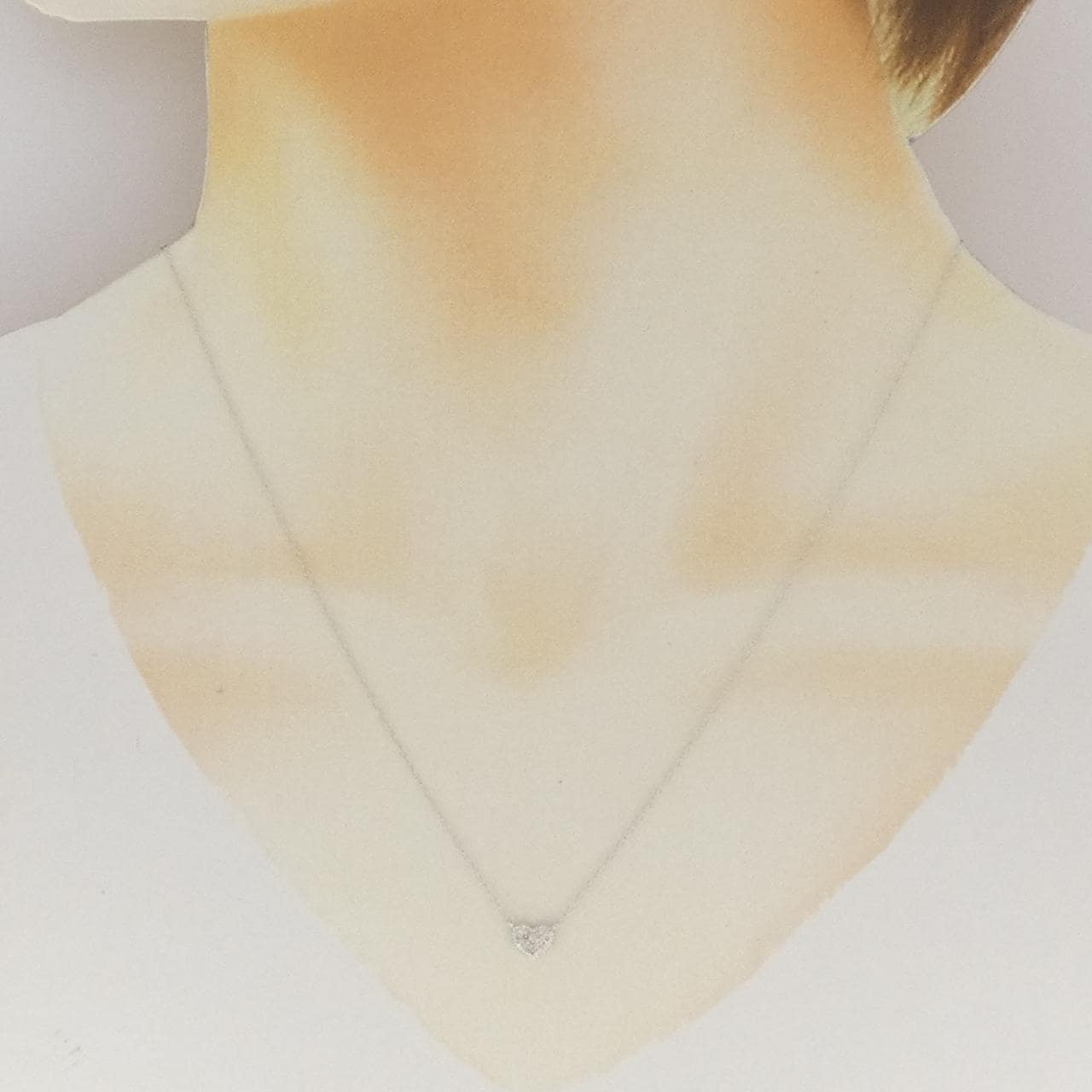 K10WG ハート ダイヤモンド ネックレス 0.05CT