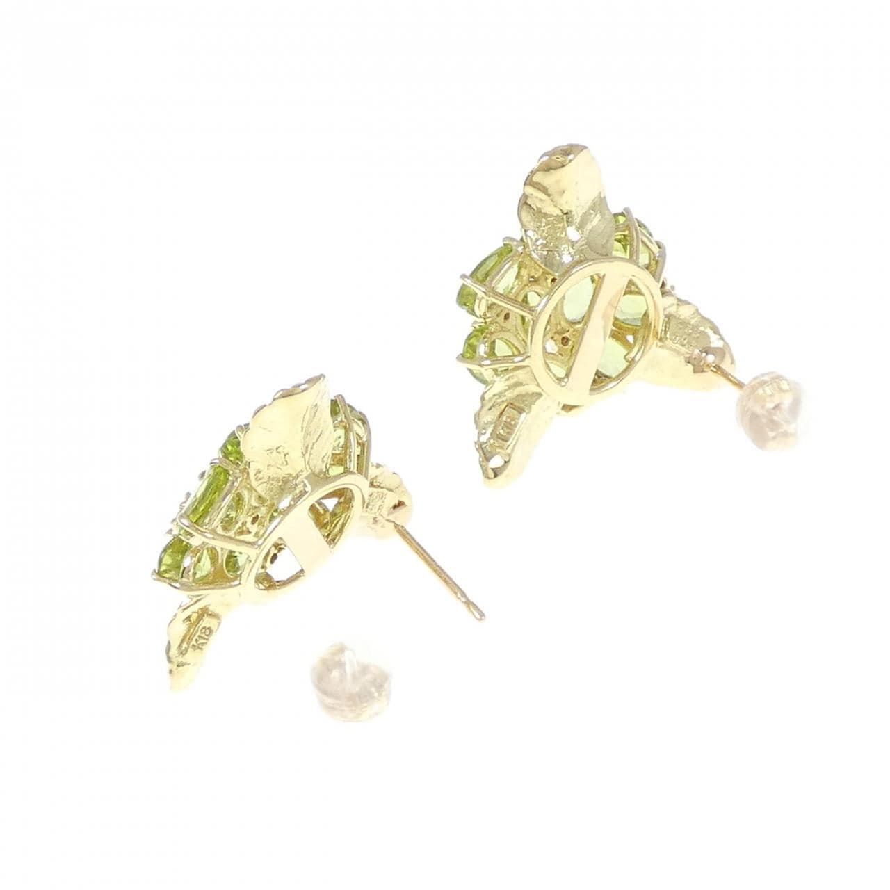 K18YG Flower Peridot Earrings 8.70CT