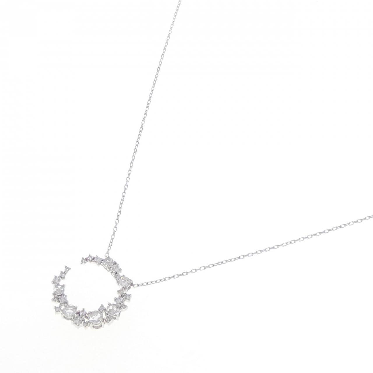 K18WG ムーン サファイヤ ネックレス 0.02CT