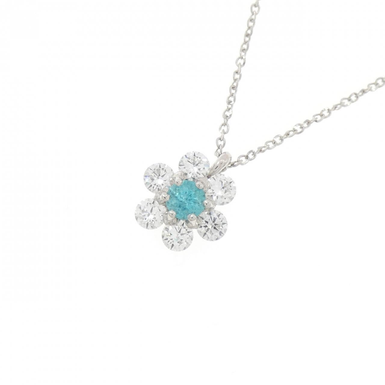 PT900/PT850 フラワー パライバトルマリン ネックレス 0.16CT
