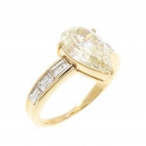 K18YG ダイヤモンド リング 2.037CT VLY SI1 ペアシェイプ