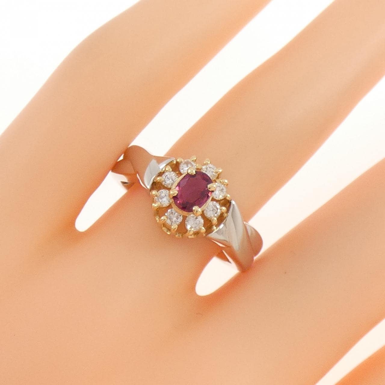 PT900/K18YG ルビー リング 0.31CT
