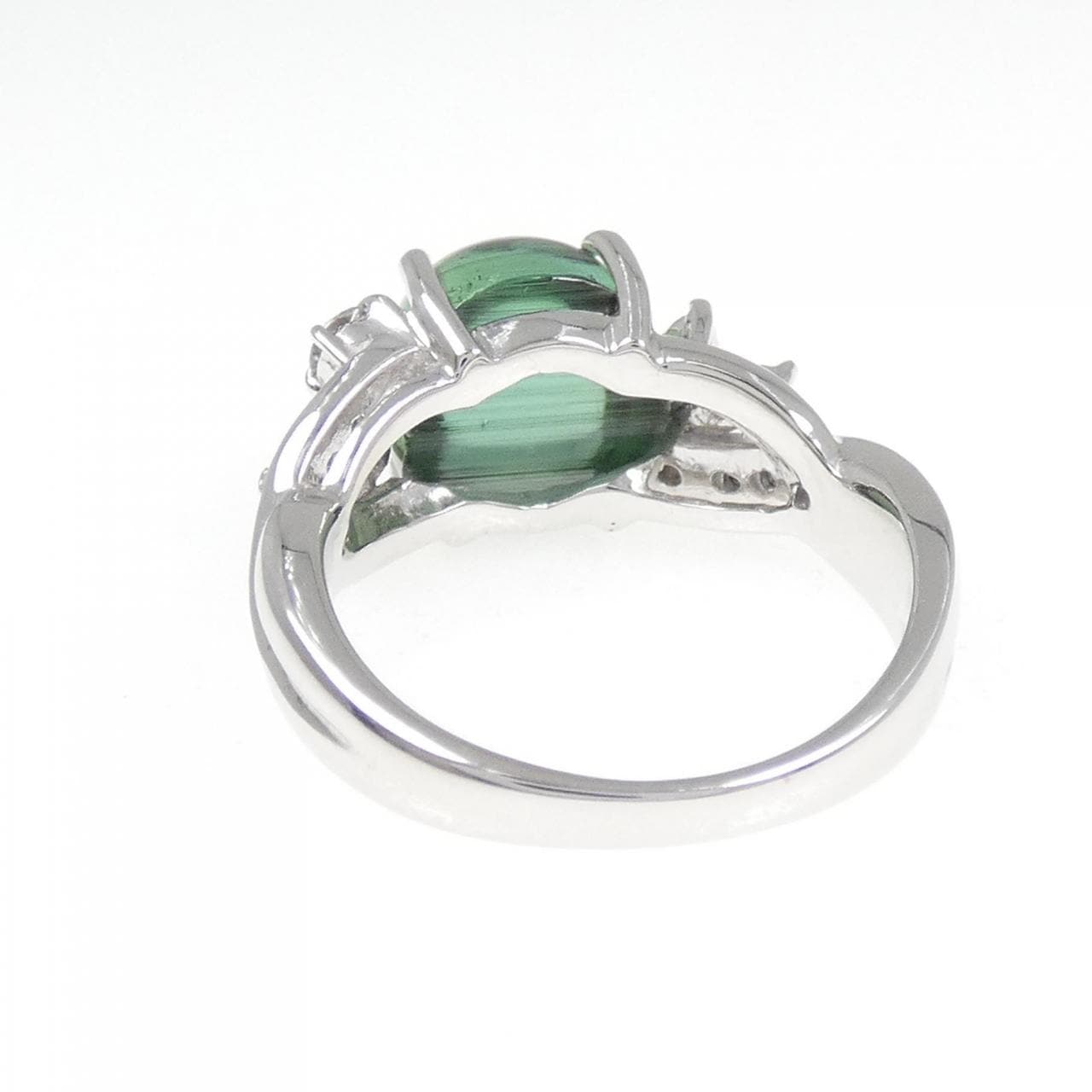 K18WG トルマリンキャッツアイ リング 5.27CT
