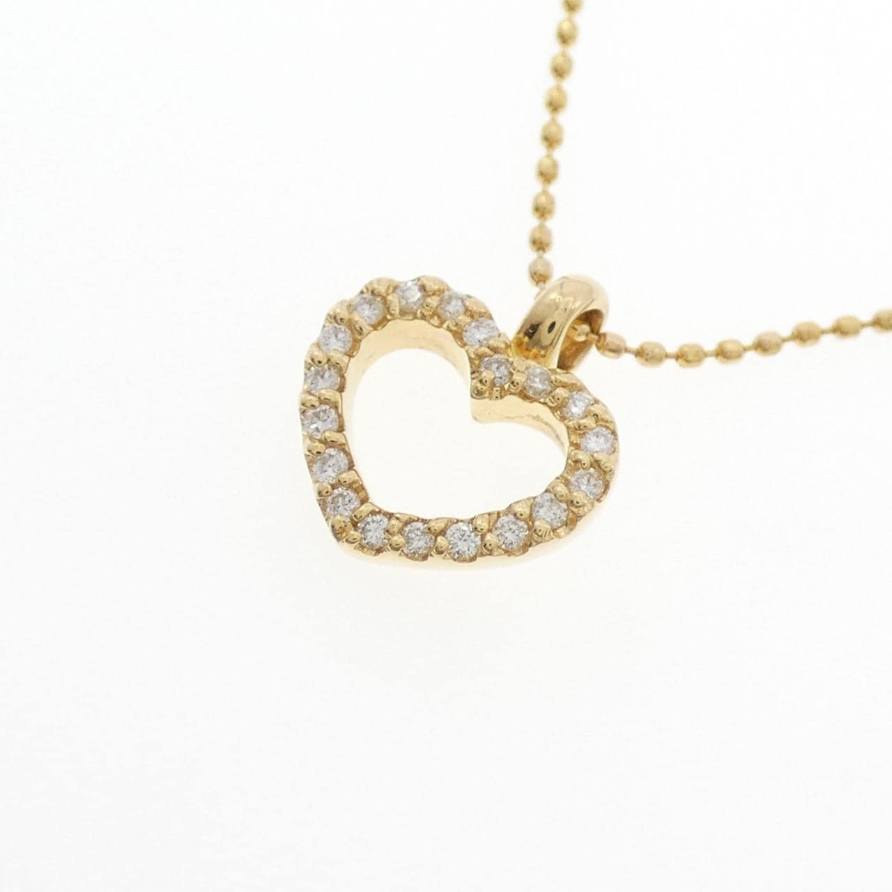 K18YG ハート ダイヤモンド ネックレス