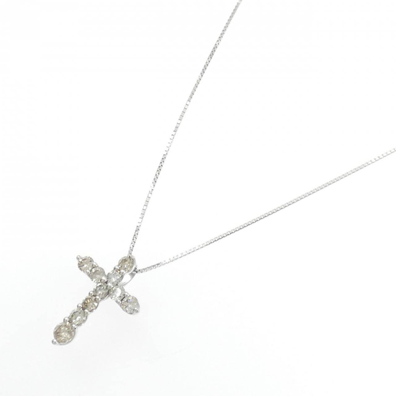 K18WG クロス ダイヤモンド ネックレス 1.00CT