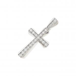 K18WG クロス ダイヤモンド ペンダント 0.50CT