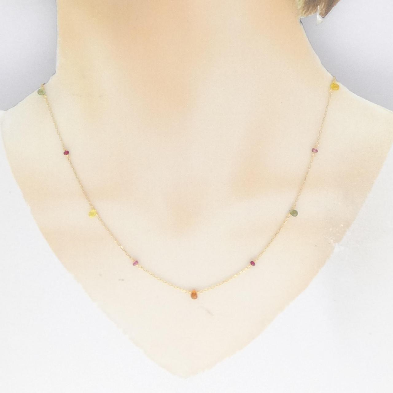 K18YG colored stone necklace