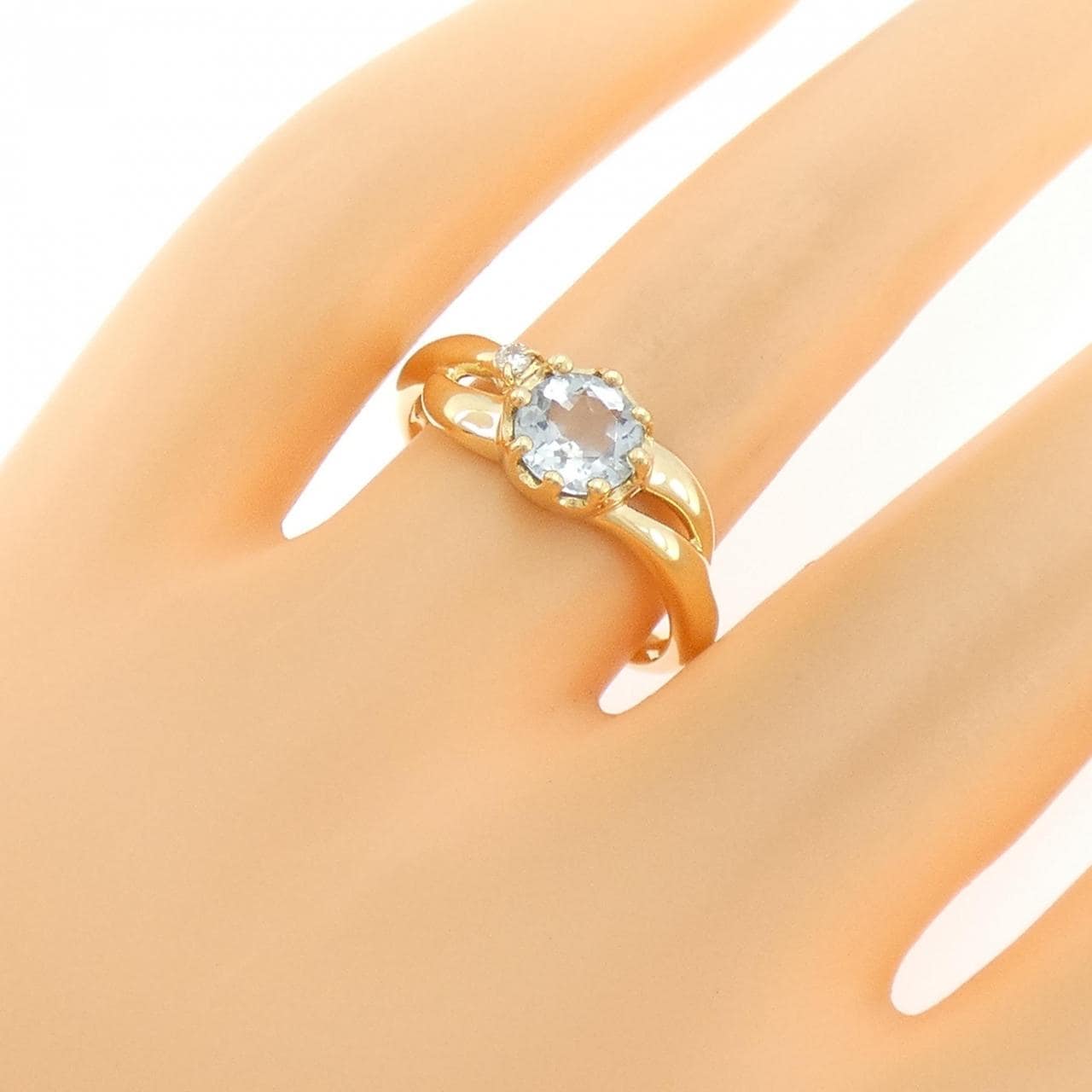 K18YG海藍寶戒指