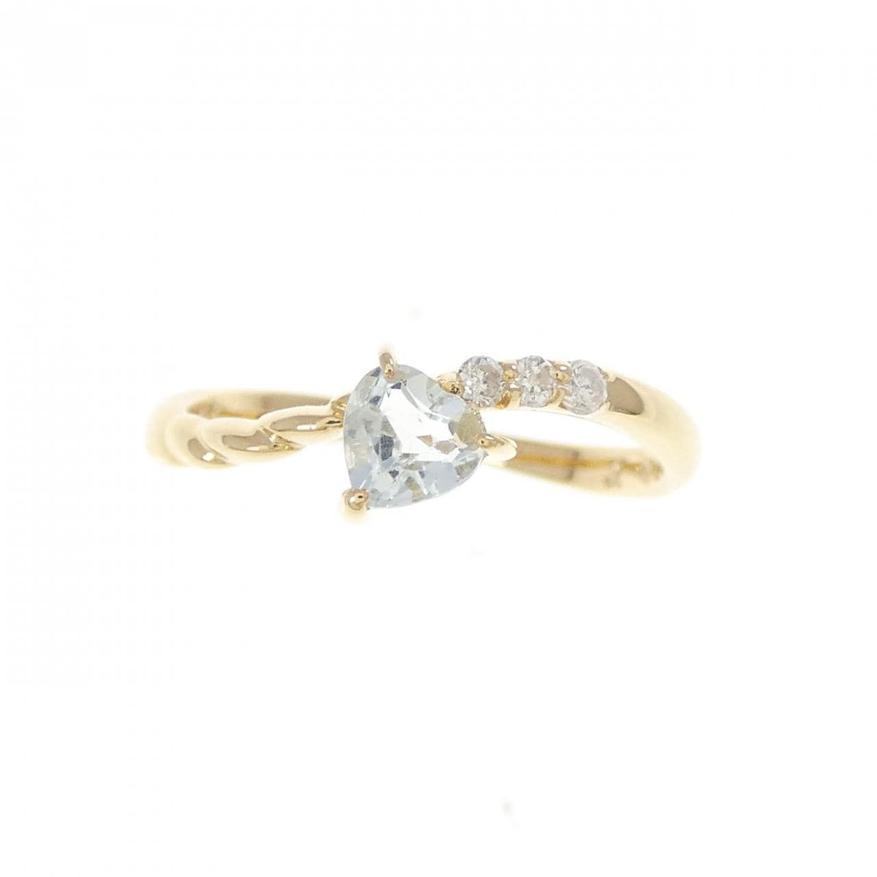 K18YG ハート アクアマリン リング