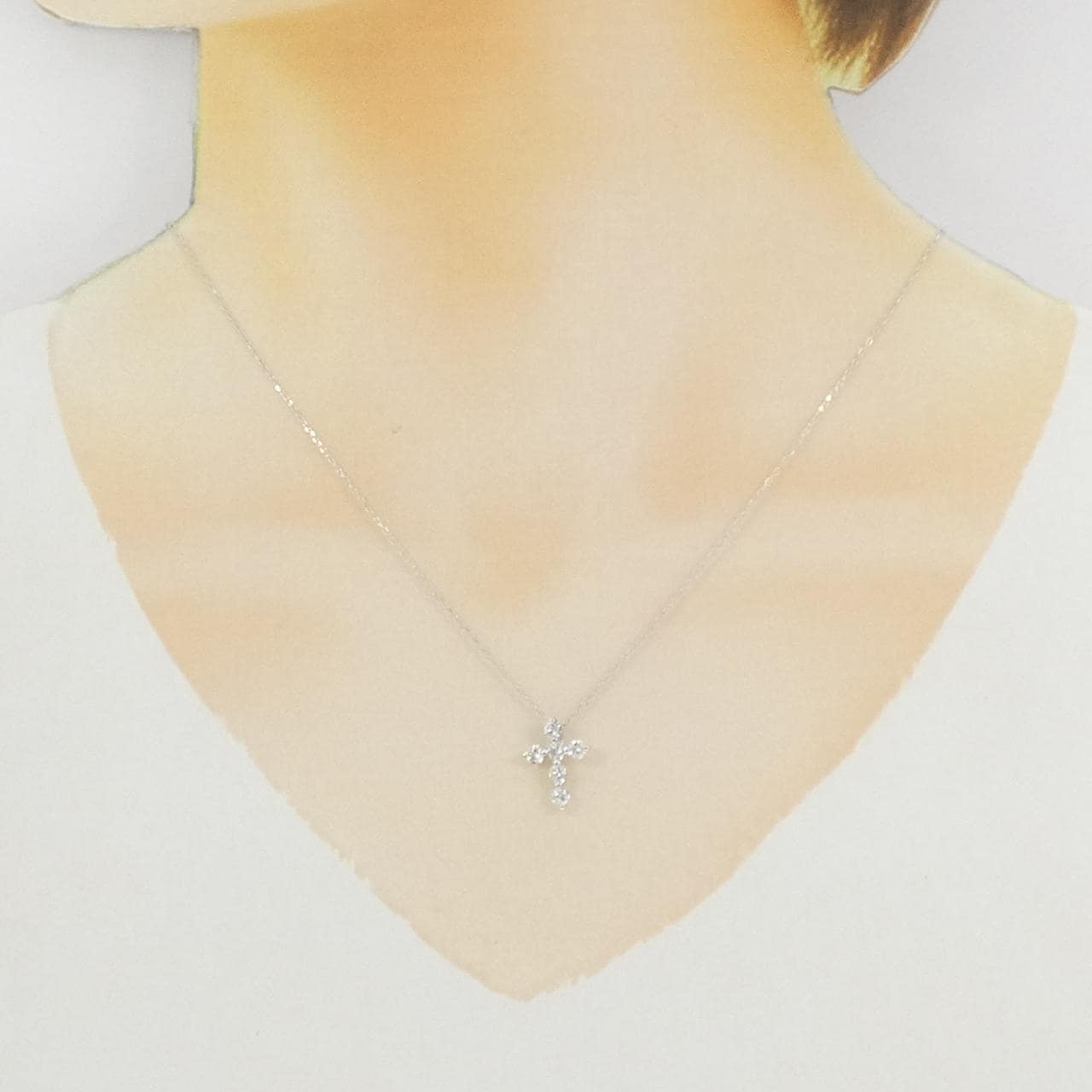 K18WG クロス ダイヤモンド ネックレス 0.50CT