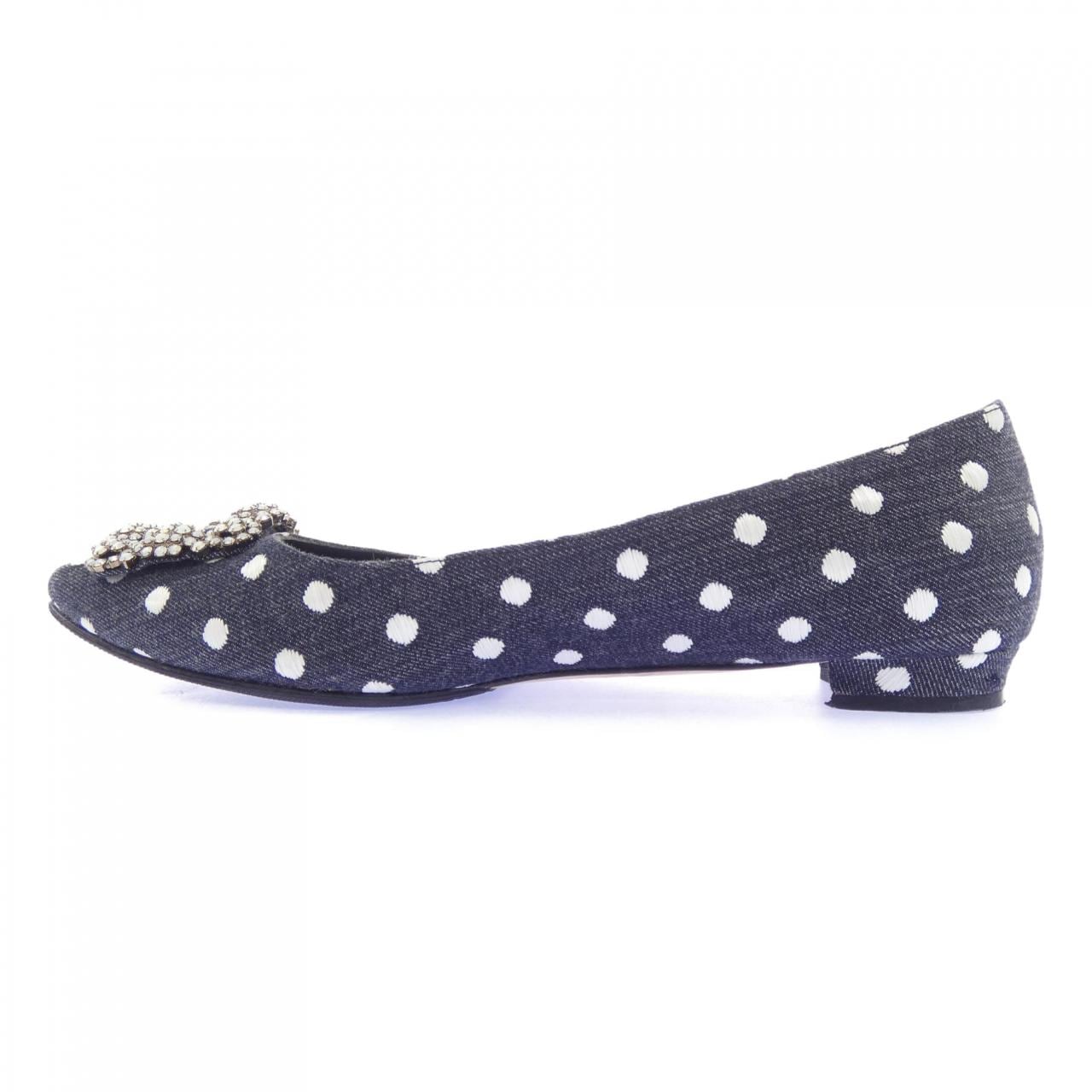 マノロブラニク MANOLO BLAHNIK HANGISIFLAT 10 BLUE JEANS パンプス