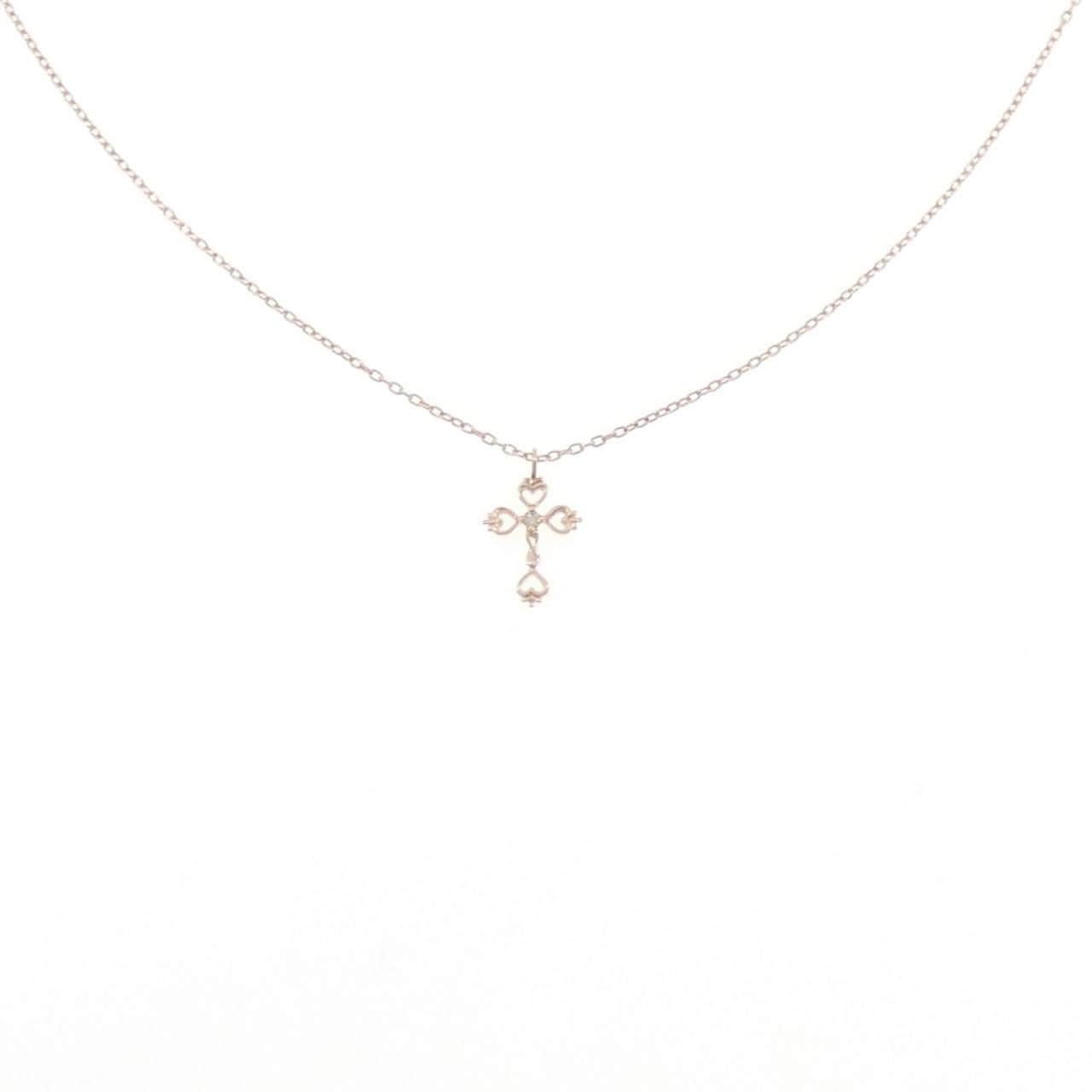 K10PG クロス ダイヤモンド ネックレス