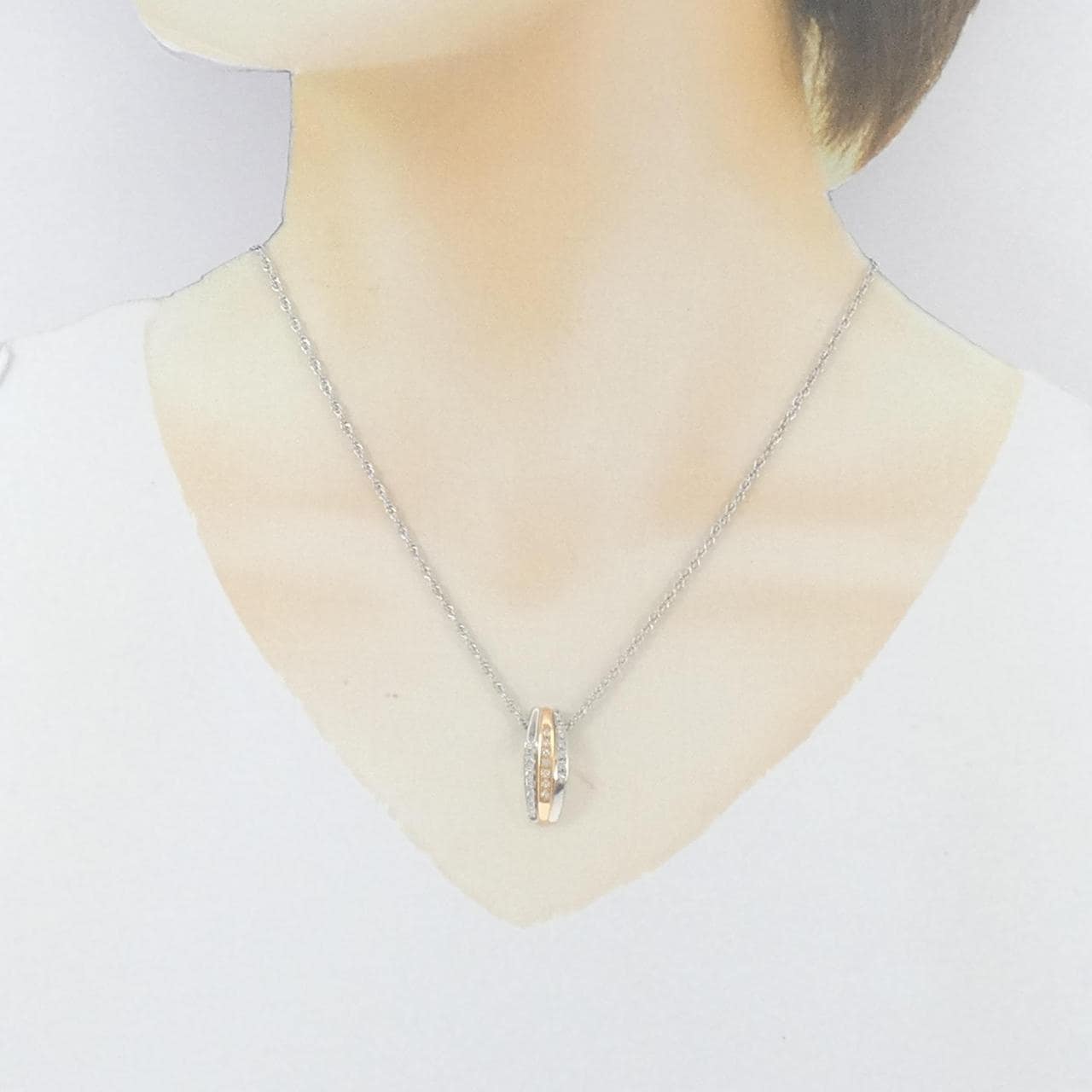 K18PG/PT900/PT850 ダイヤモンド ネックレス 0.21CT