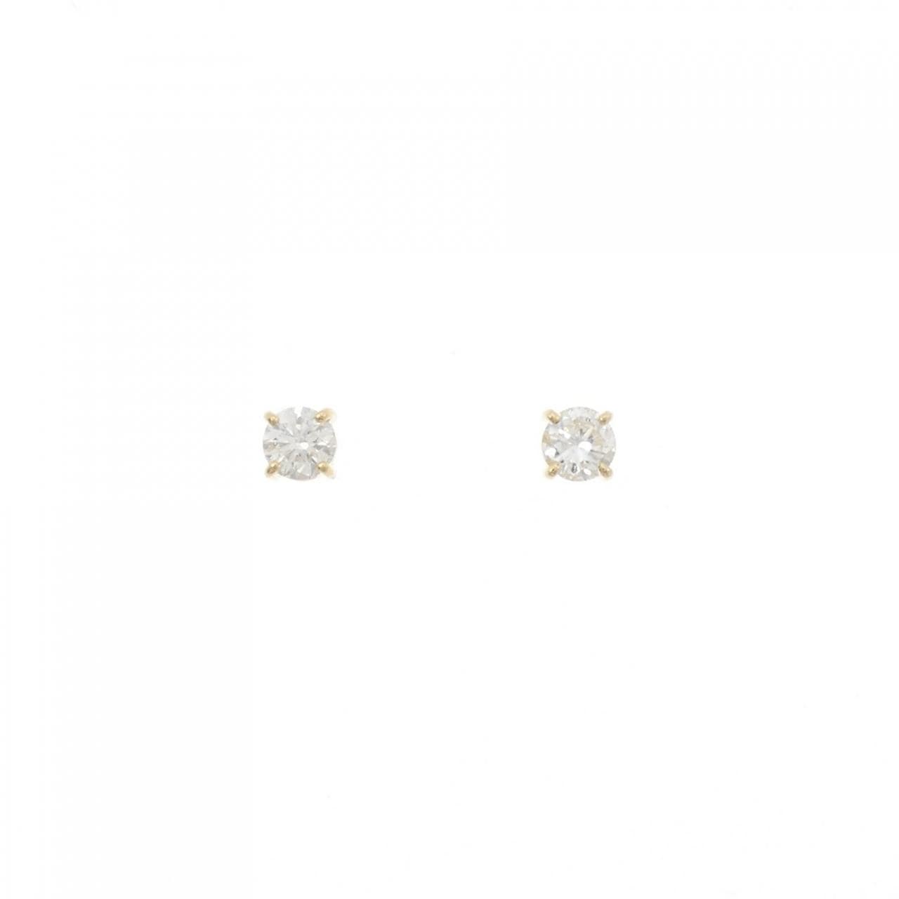 K18YG单钻鑽石耳環，0.471克拉