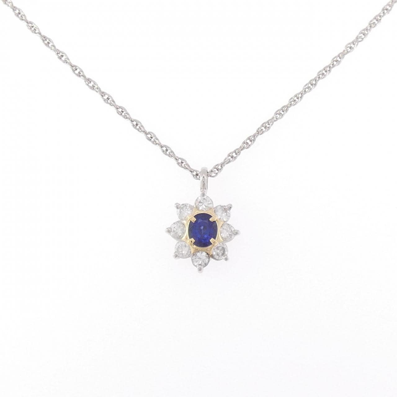 PT900/K18YG/PT850 サファイヤ ネックレス 0.64CT