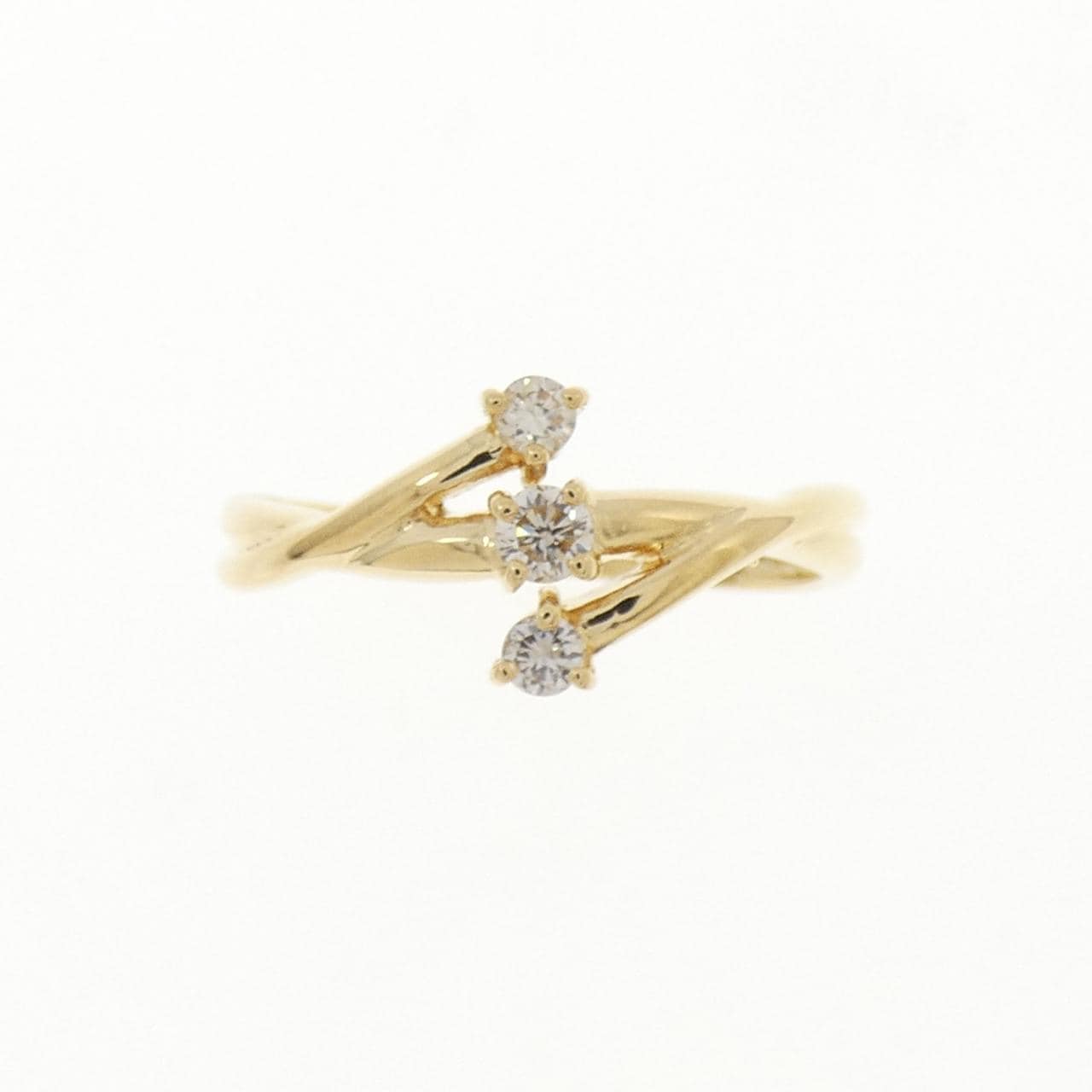 K18YG スリーストーン ダイヤモンド リング 0.14CT