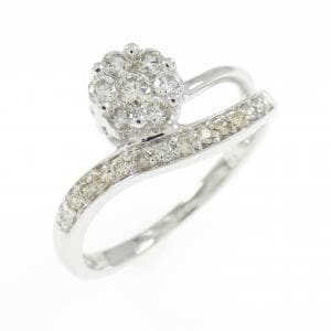 K18WG フラワー ダイヤモンド リング 0.30CT