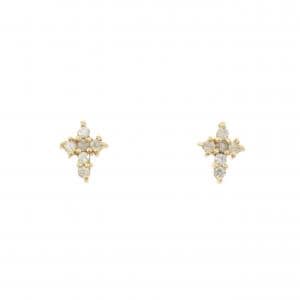 K18YG クロス ダイヤモンド ピアス 0.10CT