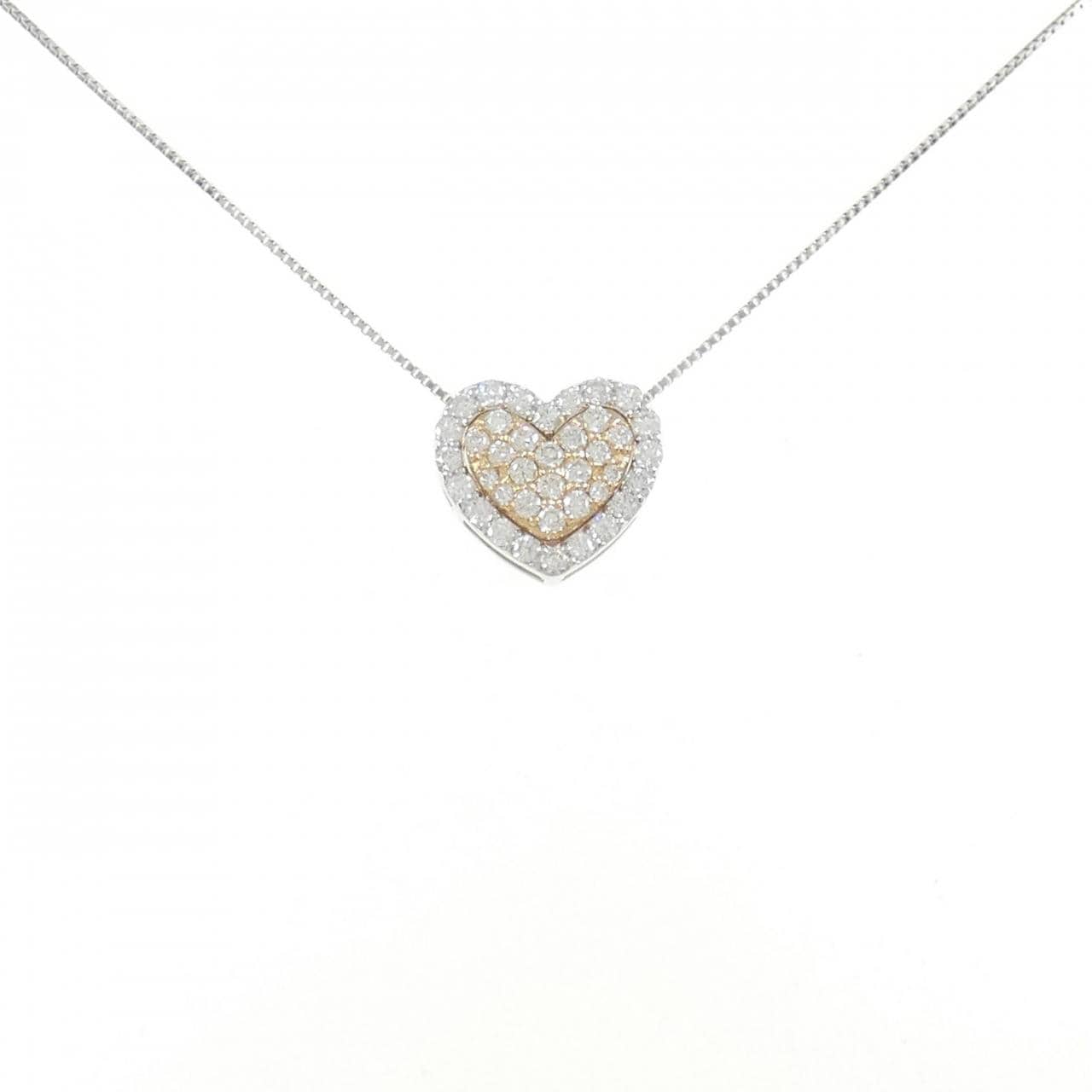K18PG/K18WG 2WAY ハート ダイヤモンド ネックレス 0.90CT
