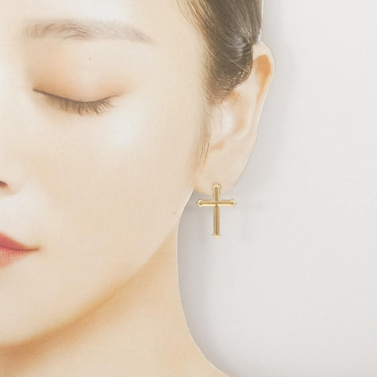 【新品】K18YG クロス ピアス