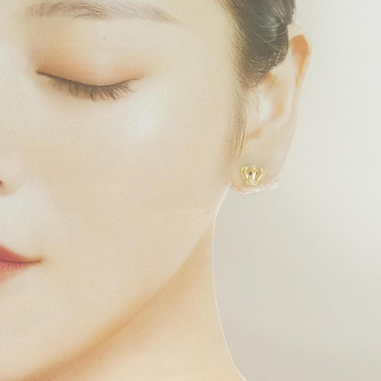 K18YG クラウン アコヤパール ピアス