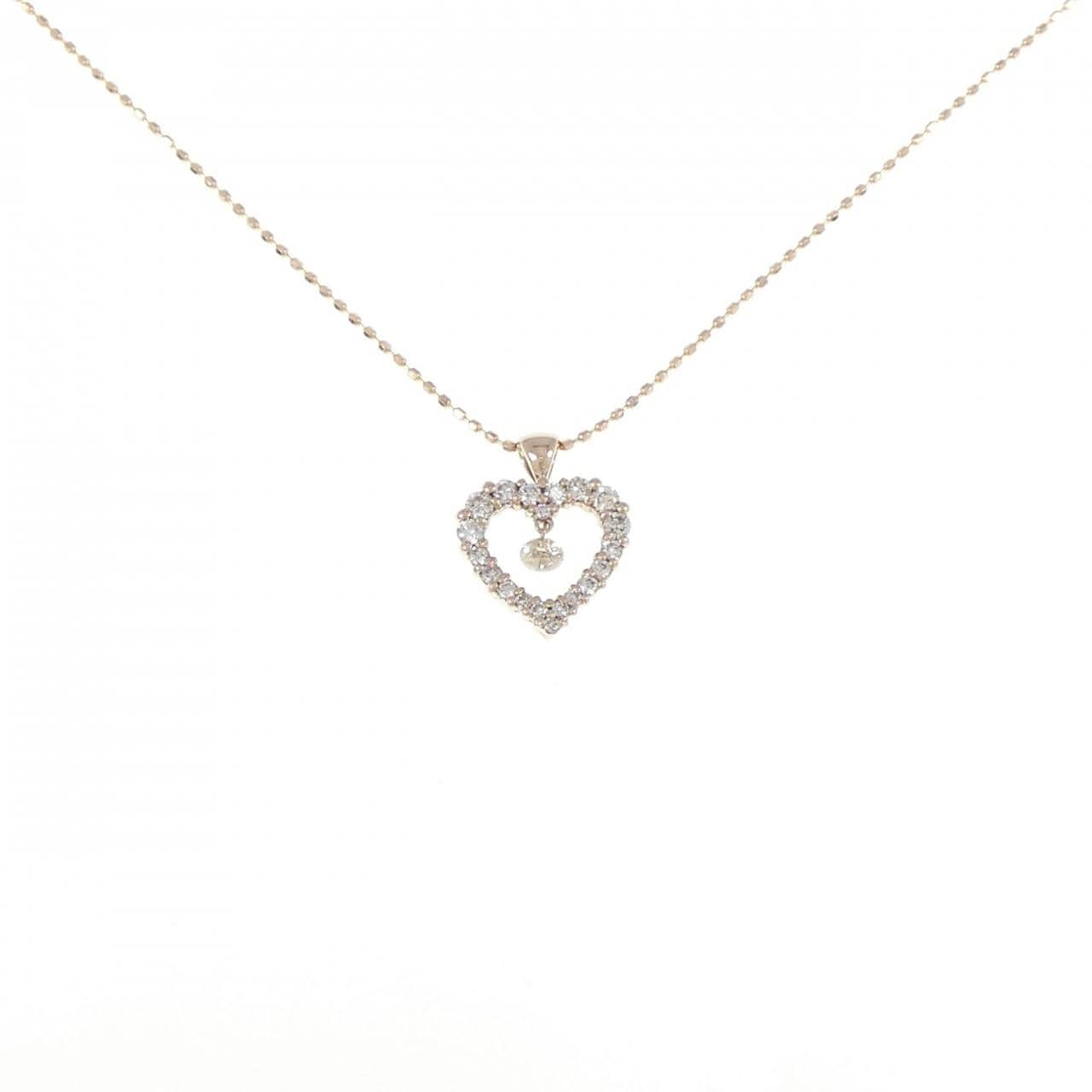 K18PG ハート ダイヤモンド ネックレス 0.36CT
