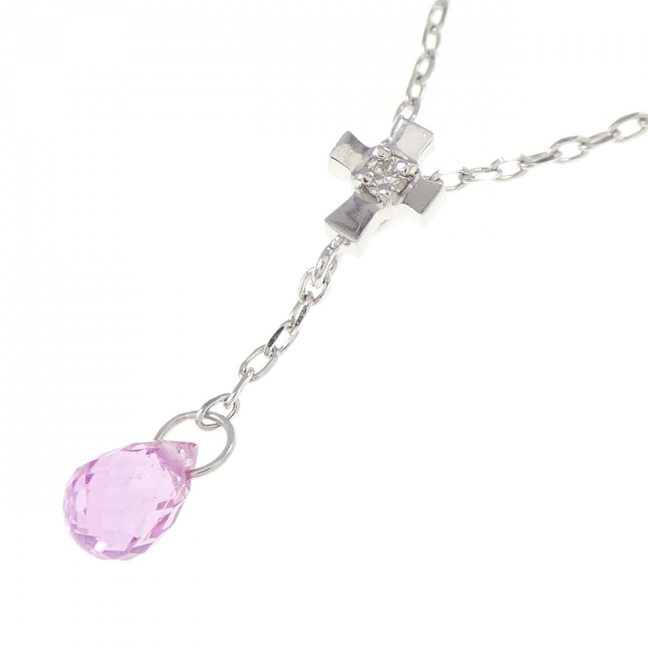 K18WG クロス サファイヤ ネックレス 0.55CT