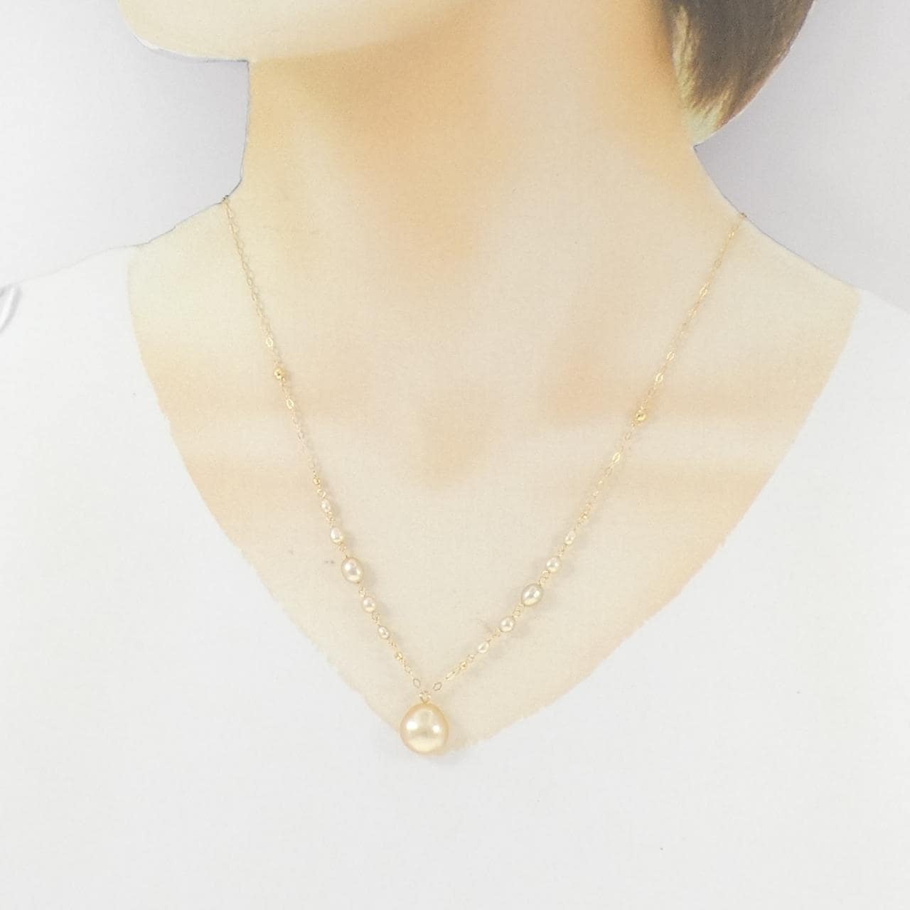 K18YG 白蝶パール ネックレス