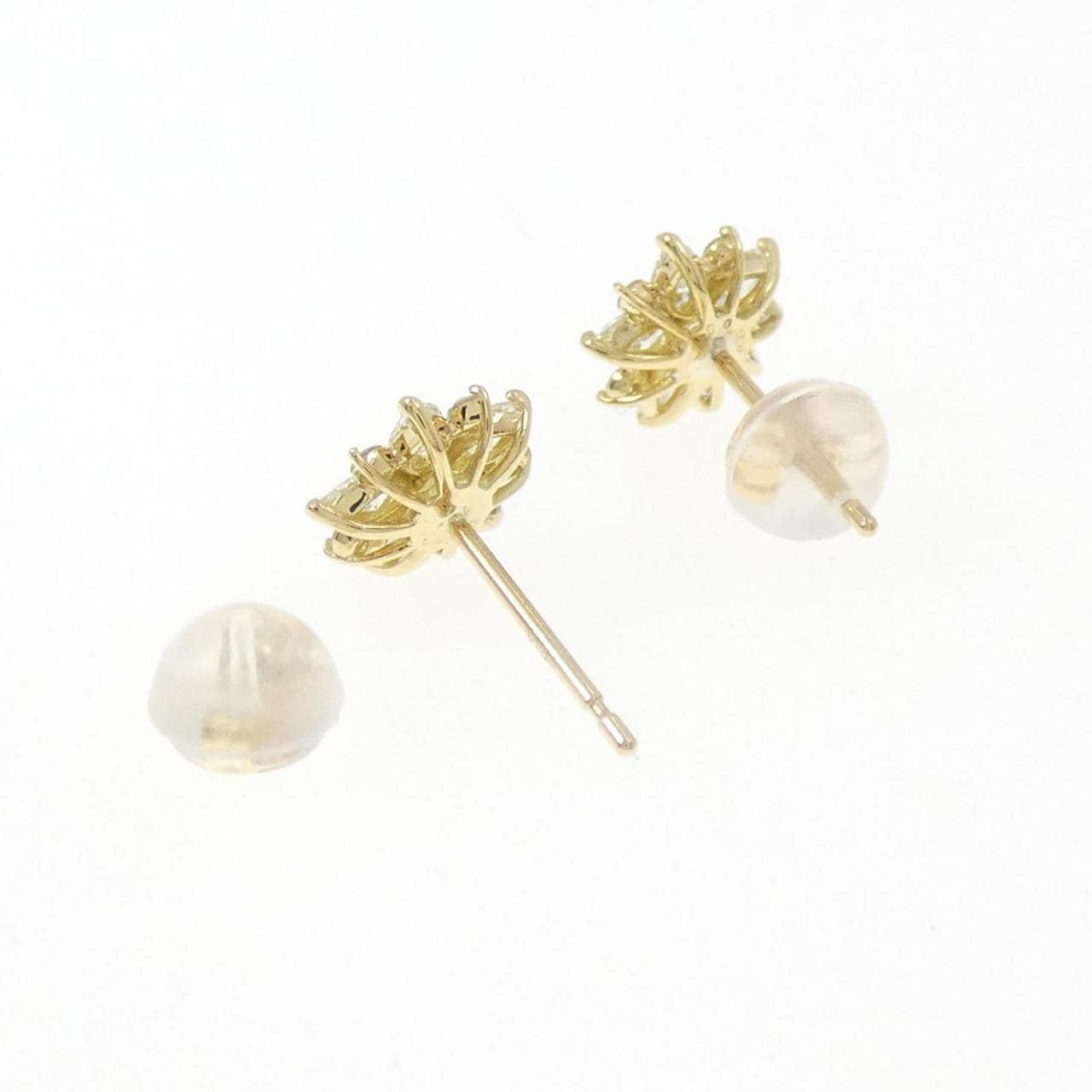 【新品】K18YG フラワー ダイヤモンド ピアス 0.50CT