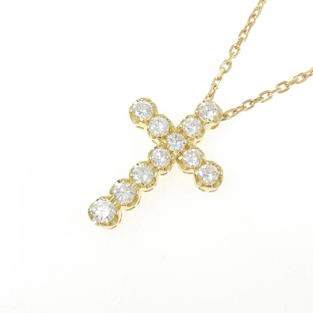 K18YG クロス ダイヤモンド ネックレス 1.05CT