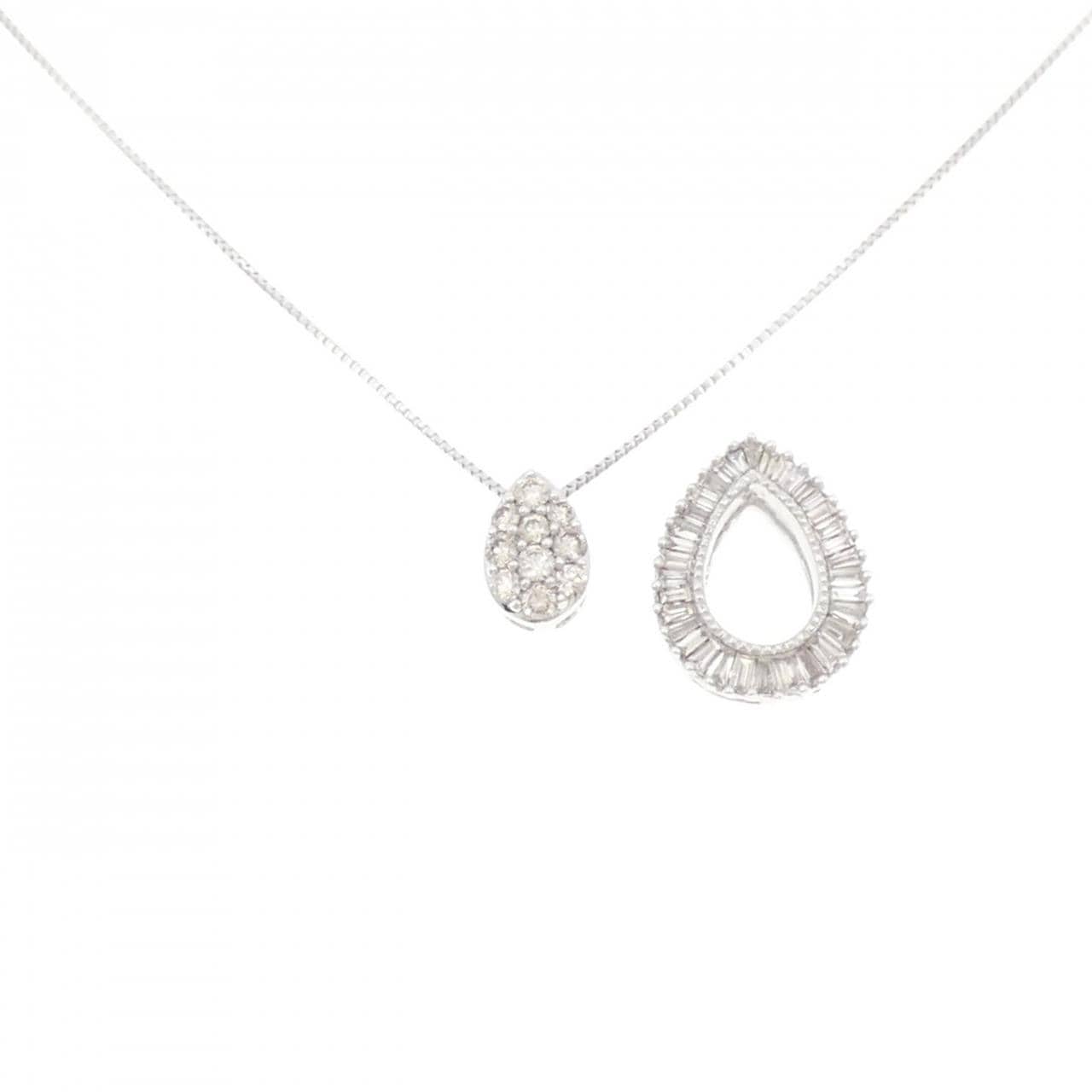 K18WG 2WAY ダイヤモンド ネックレス 0.18CT