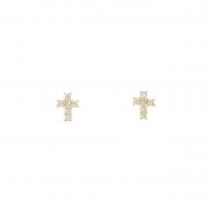 K18YG クロス ダイヤモンド ピアス 0.12CT