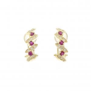 K18YG ルビー ピアス/イヤリング 0.4CT