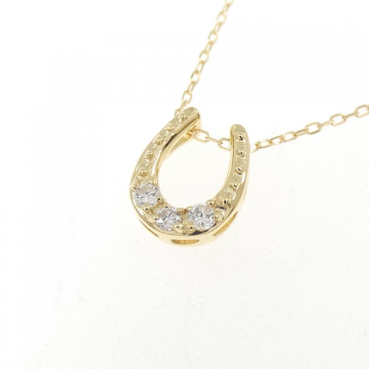 K18YG ホースシュー ダイヤモンド ネックレス 0.07CT