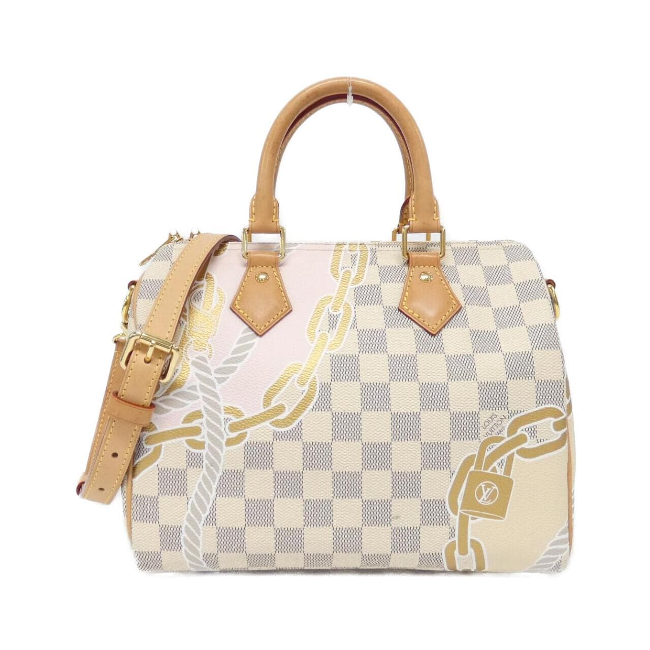 LOUIS VUITTON Damier Azur（繩索和鏈條）Speedy Bandouliere 25 公分 N40473 波士頓包