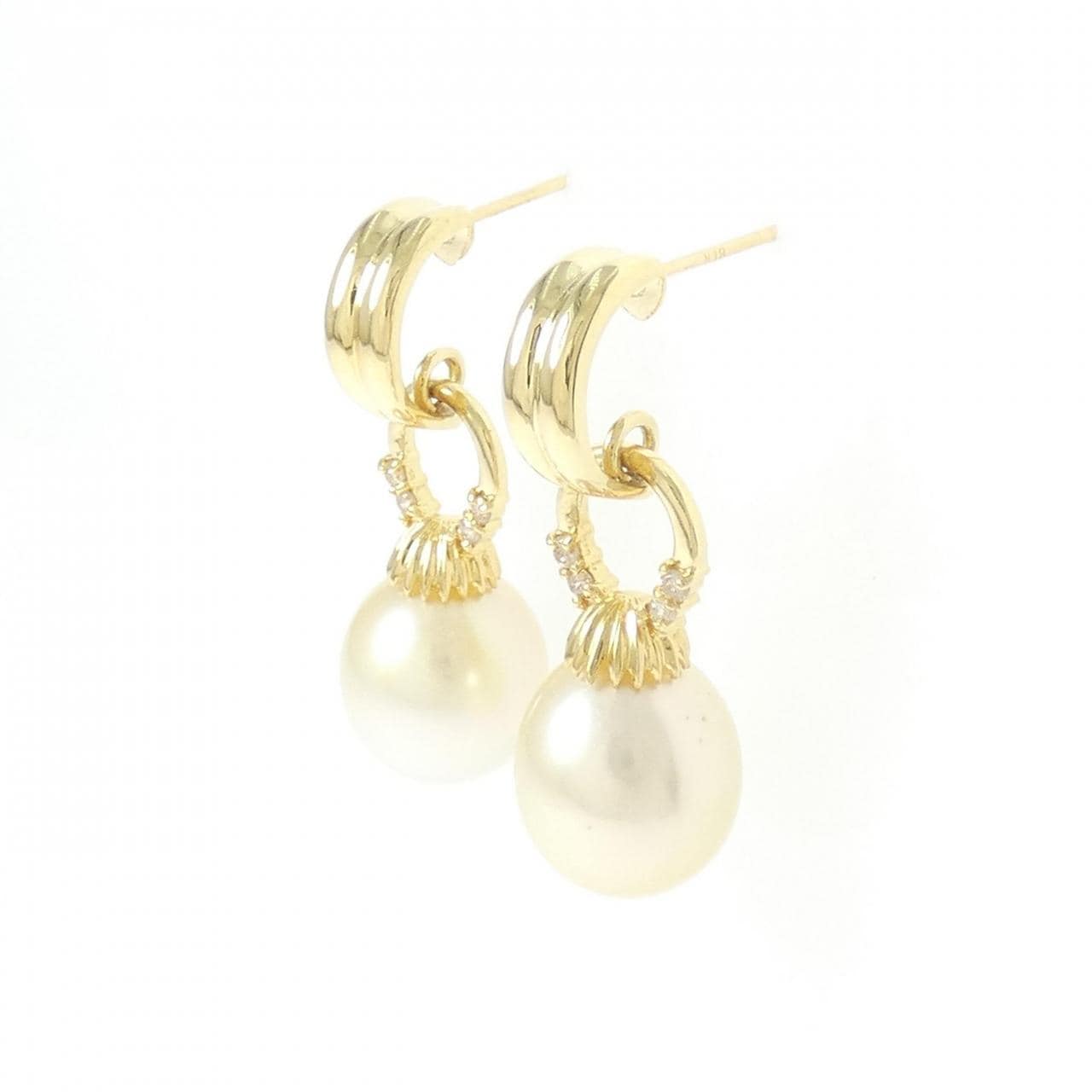 K18YG White Butterfly Pearl earrings