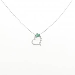 K10WG ハート×フラワー エメラルド ネックレス