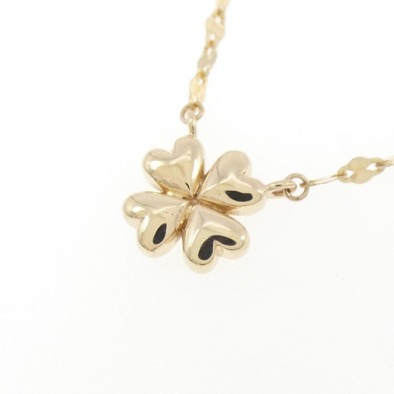 K10YG クローバー ダイヤモンド ネックレス 0.06CT