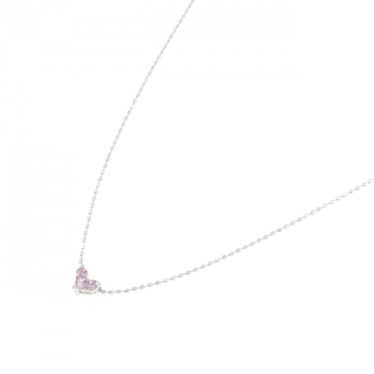 K18WG ハート サファイヤ ネックレス 0.13CT