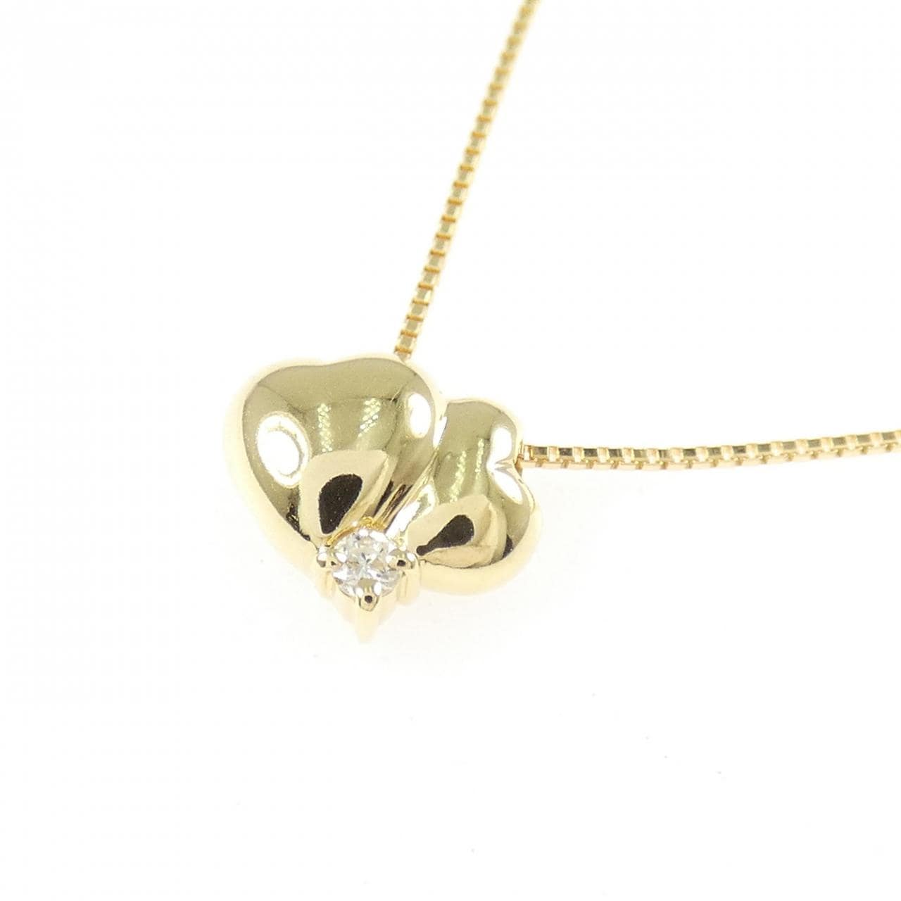 K18YG ハート ダイヤモンド ネックレス 0.02CT